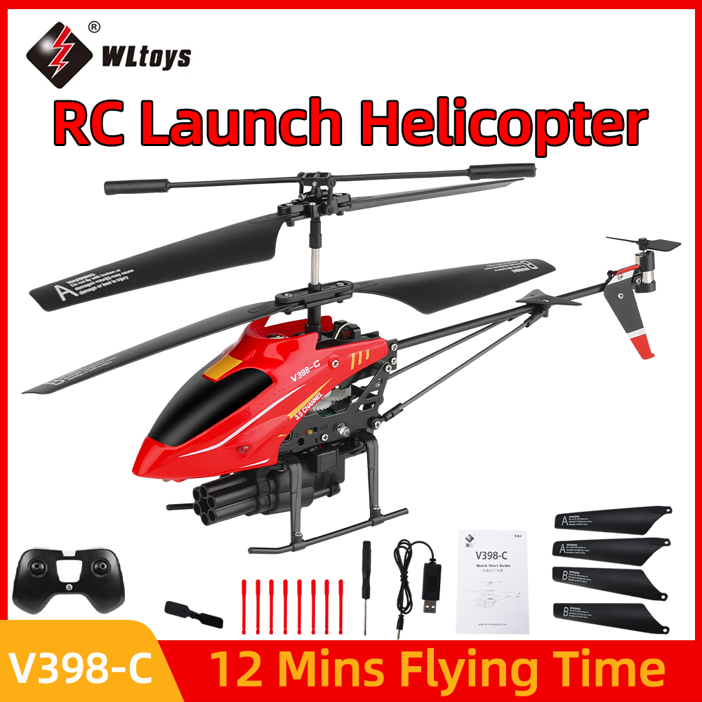 Rc Helicopter Gyro - Wltoys RC Helikopter V398-C Pesawat Peluncuran