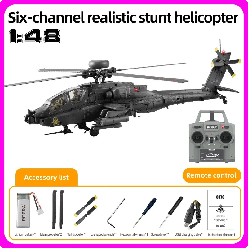 Rc Helicopter Single Rotor - Helikopter Rc Era Ah-64d Apache C170