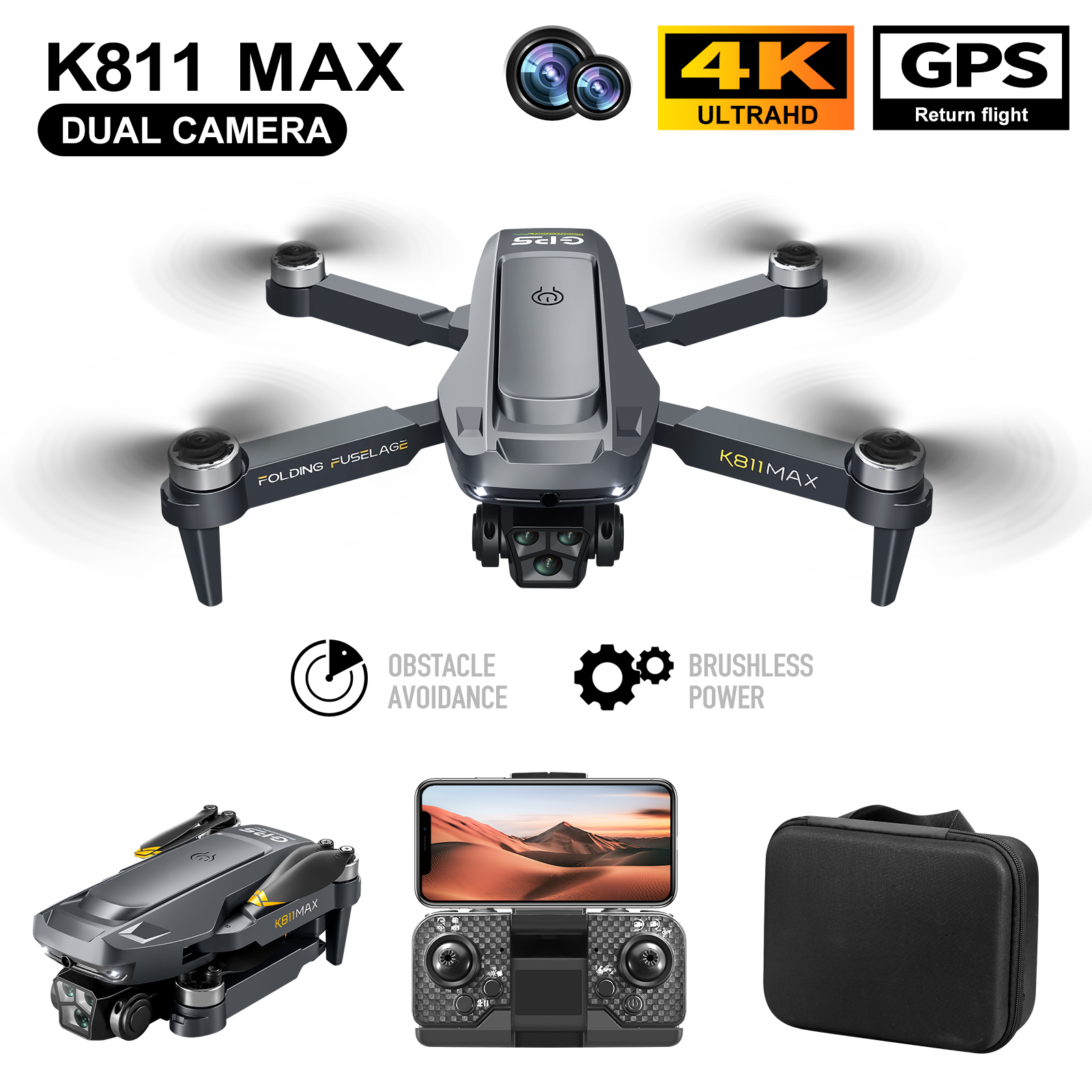 Rc Helicopter Case - Drone Quadcopter K811MAX: Tanpa Sikat, GPS,